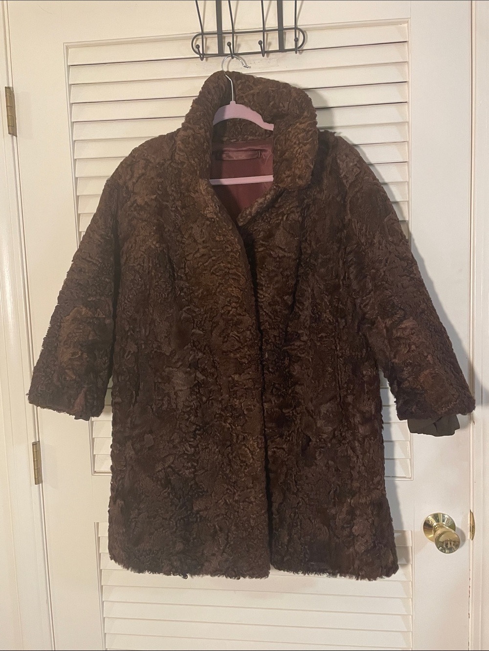 Persian Chocolate Brown Lambswool Fur Women's Classic Plush Winter Jacket